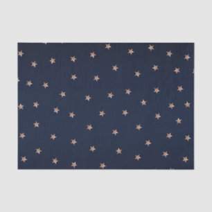 Dunkles Blau & Rose Gold Pink Glittery Sterne Star Seidenpapier