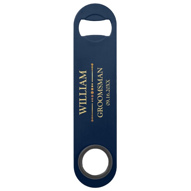 Dunkles Blau und Gold Speed Flaschenöffner (Vorderseite)