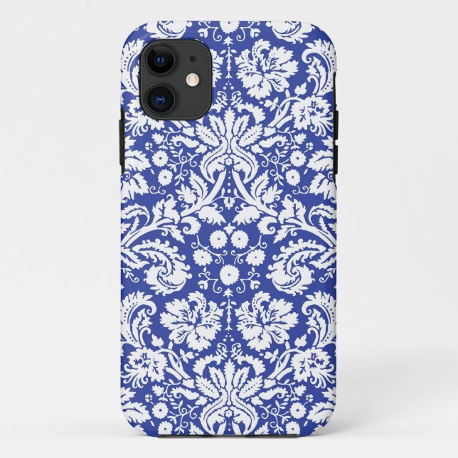 Dunkles Blaudamaskusmuster Case-Mate iPhone Hülle (Rückseite)