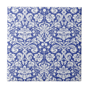 Dunkles Blaudamaskusmuster Fliese