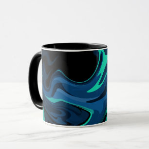 Dunkles Blaues abstraktes Wirbelmuster Tasse