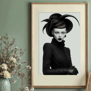 Dunkles Blossom: einfarbiges Avant-Garde-Portrait Poster