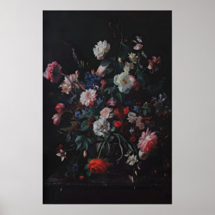 Dunkles Blumenstrauß-Kunstposter Moody Floral Wand Poster