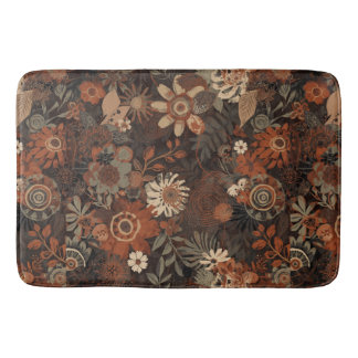 Dunkles Boho-Terrakotta-Sage-Botanikmuster  Badematte