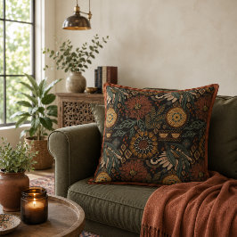 Dunkles Boho-Terrakotta-Sage-Botanikmuster Kissen