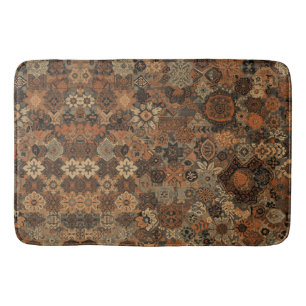 Dunkles Boho-Terrakotta-Salbei-Botanikmuster  Badematte