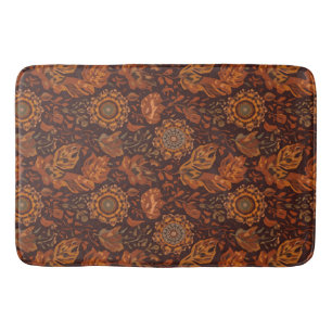 Dunkles Boho-Terrakotta-Salbei-Botanikmuster  Badematte