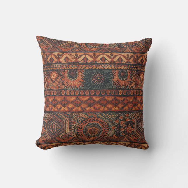 Dunkles Boho-Terrakotta-Salbei-Botanikmuster  Kissen (Vorderseite)
