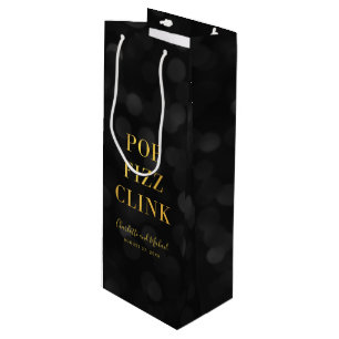 Dunkles Bokeh Falsches Gold Pop Fizz Klirren Geschenktüte Für Weinflaschen