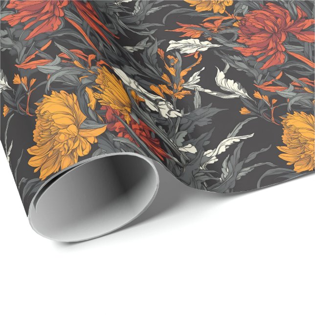 Dunkles botanisches Garten-Blumenverpackungspapier Geschenkpapier (Rolleneckpunkt)