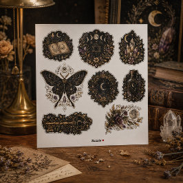 Dunkles Botanisches Himmels-Vinyl-Aufkleberblatt Aufkleber