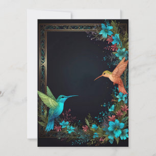 Dunkles botanisches Kolibri-Thema Einladung