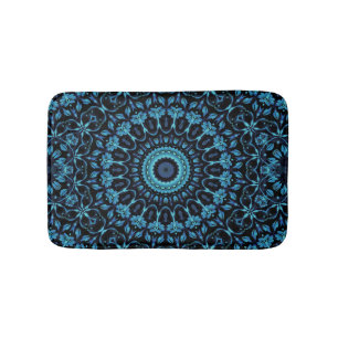 Dunkles Botanisches Noir-Mandala Badematte