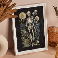 Dunkles botanisches Skelett | Vintage gotische Ana