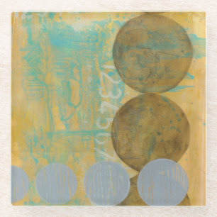 Dunkles Brown u. graue Kreise mit Zahl-Zahlen Glasuntersetzer