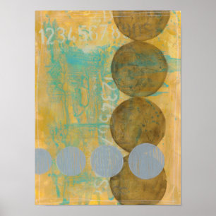 Dunkles Brown u. graue Kreise mit Zahl-Zahlen Poster