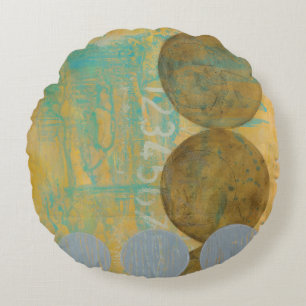 Dunkles Brown u. graue Kreise mit Zahl-Zahlen Rundes Kissen