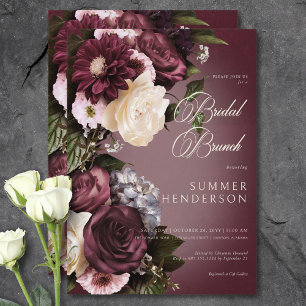 Dunkles Burgund und cremefarbener Floral-Hochzeits Einladung