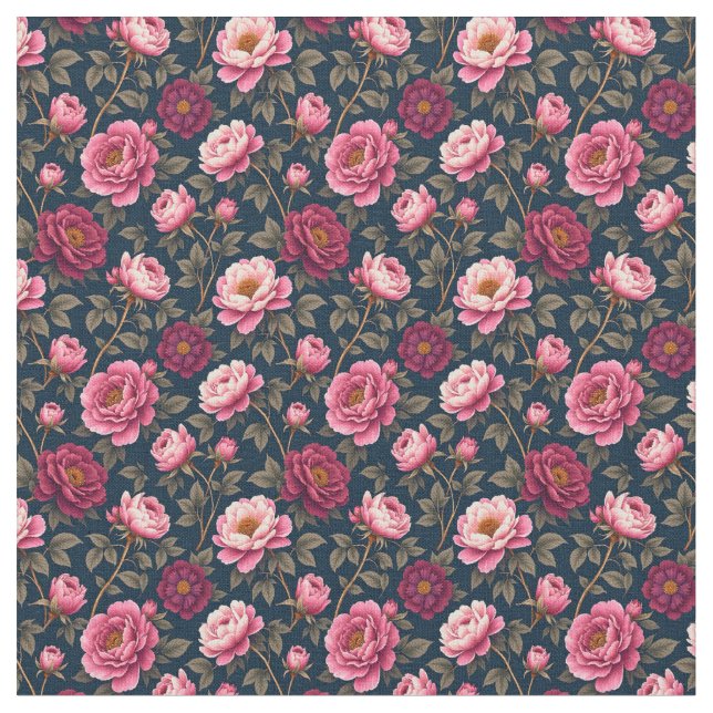Dunkles Burgund und rosa Blume Stoff (Nahaufnahme)