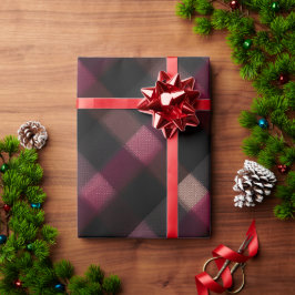 Dunkles Burgunder Schwarz Karo Glut Karomuster Geschenkpapier