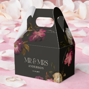 Dunkles Burgunderrot Florales Moody Schwarz Elegan Geschenkschachtel