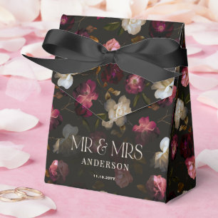 Dunkles Burgunderrot Florales Moody Schwarz Elegan Geschenkschachtel