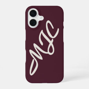 Dunkles Burgunderrot individuelles Monogramm iPhone 16 Hülle