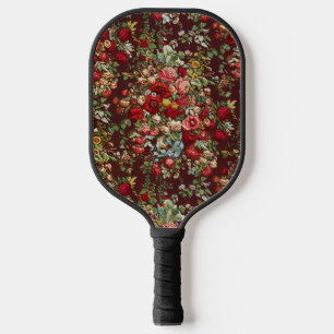 Dunkles Burgunderrot Viktorianisches Rosen-Blumenb Pickleball Schläger
