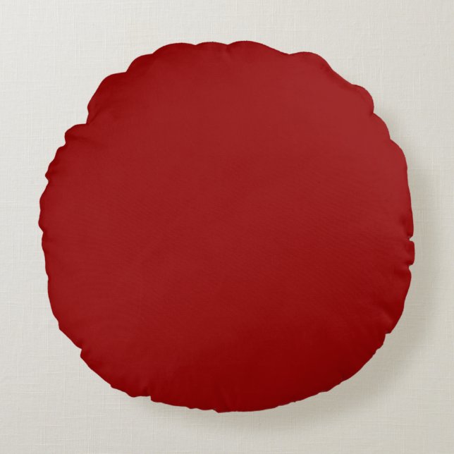 Dunkles Candy Apfel Rot Solidfarbe Rundes Kissen (Vorderseite)