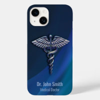 Dunkles Chrome-Holografisches 3D-Medizin-Caduceus