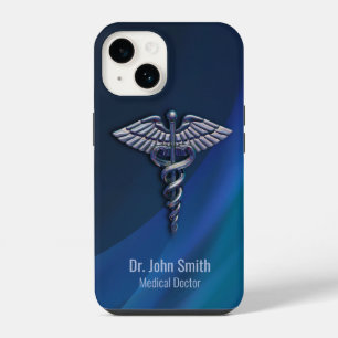Dunkles Chrome-Holografisches 3D-Medizin-Caduceus iPhone 14 Hülle