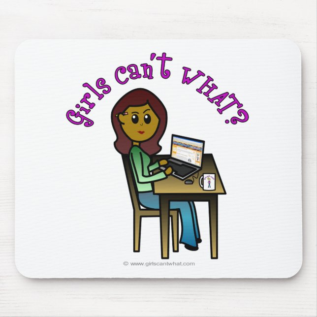 Dunkles Computermädchen Mousepad (Vorne)