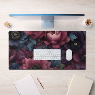 Dunkles Cottage Pink und Lila Wildblumengarten Schreibtischunterlage