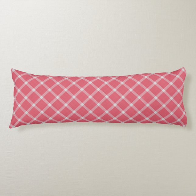 Dunkles Cranberry-Rosa-Gingham-Karo Seitenschläferkissen (Vorderseite)
