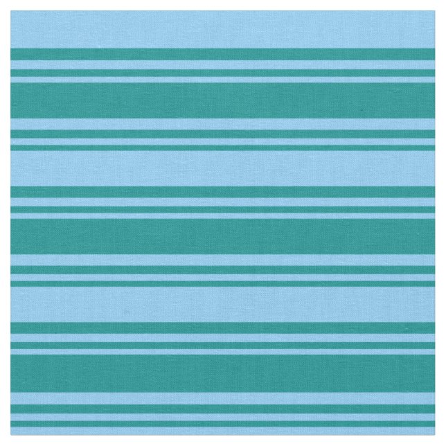 Dunkles Cyan und helles Sky Blue Muster der Streif Stoff (Nahaufnahme)
