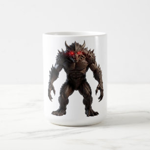 Dunkles Dämonenmonster mit leuchtend roten Augen F Kaffeetasse