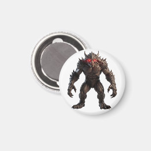 Dunkles Dämonenmonster mit leuchtend roten Augen F Magnet