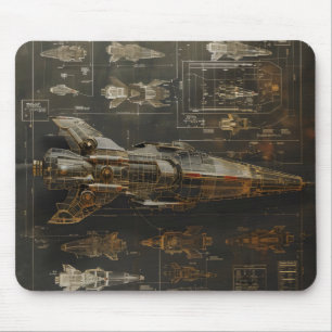 Dunkles Diagramm für das Weltraumschiff Mousepad