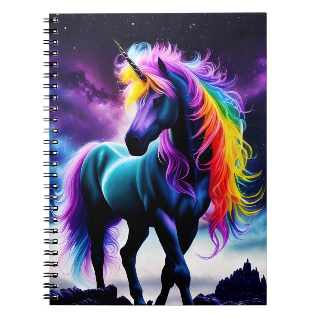 Dunkles Einhorn mit Regenbogenmane Notizblock (Vorderseite)