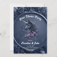 Dunkles Einhornportrait in einem runden Rahmen