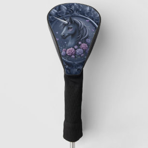Dunkles Einhornportrait in einem runden Rahmen Golf Headcover