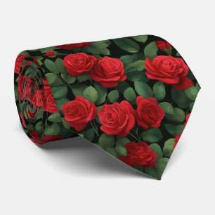 Dunkles elegantes rotes Rosenmuster Krawatte