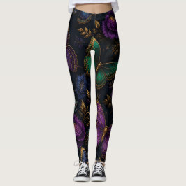 Dunkles elegantes Schmetterlingsmuster Leggings