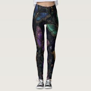Dunkles elegantes Schmetterlingsmuster Leggings