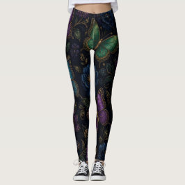 Dunkles elegantes Schmetterlingsmuster Leggings