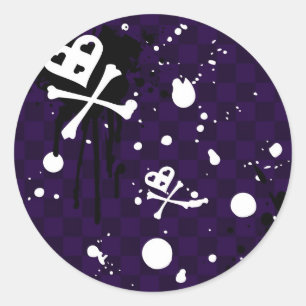Dunkles Emo Muster mit Paint Runder Aufkleber