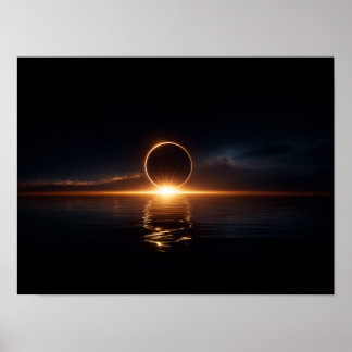 Dunkles Fantasy-Tal mit leuchtend grünem Himmel un Poster