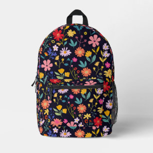Dunkles farbenfrohes Ditsy-Blumenmuster im Boho-St Bedruckter Rucksack