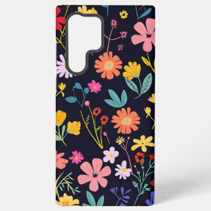 Dunkles farbenfrohes Ditsy-Blumenmuster im Boho-St Samsung Galaxy Hülle