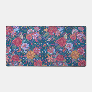 Dunkles florales botanisches Muster mit vintage St Schreibtischunterlage